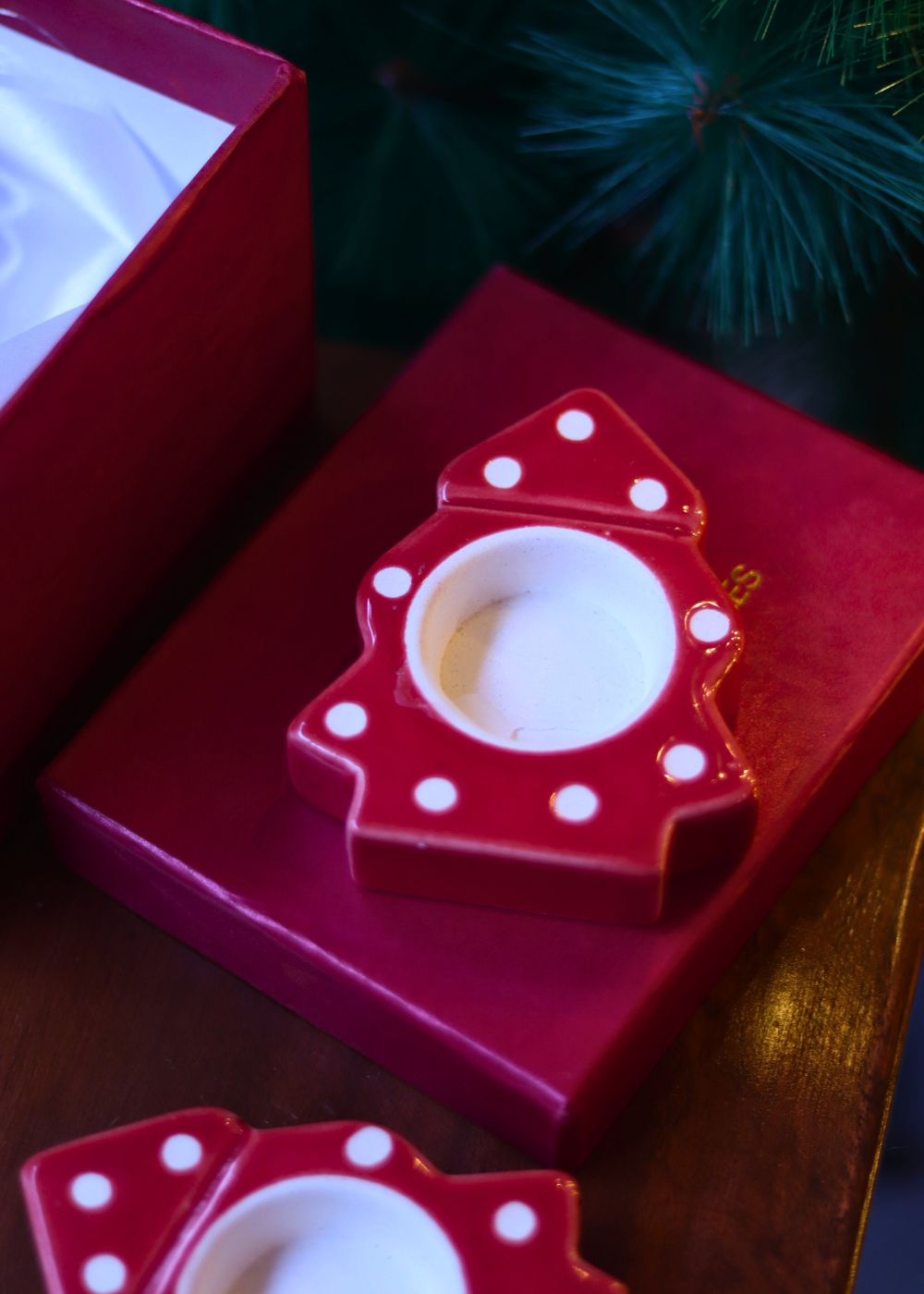 Christmas Tree Tea light Holder in a Gift Box handmade in india