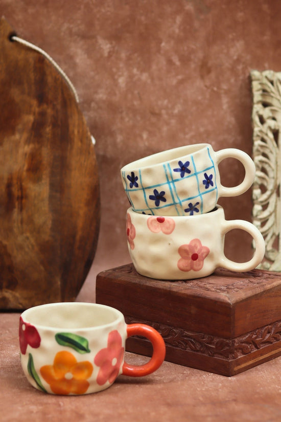Handmade Set of 3 - Charming Bloom Mugs