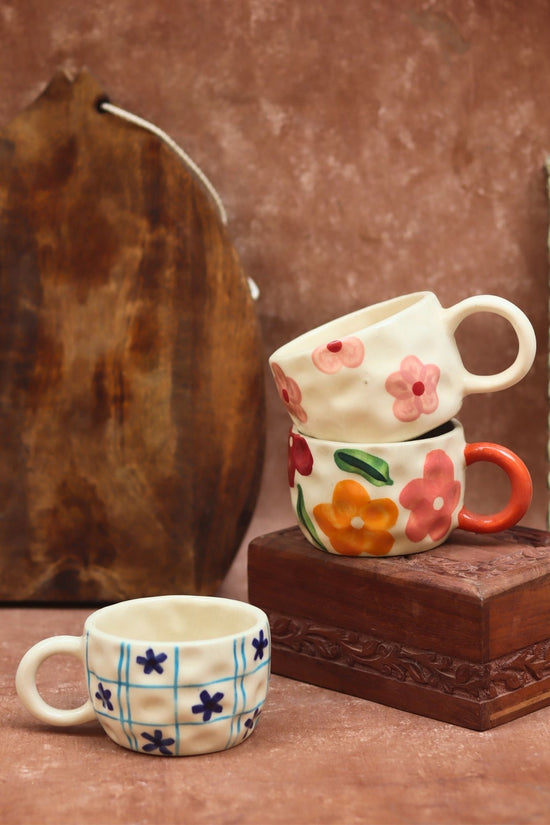 Set of 3 - Charming Bloom Mugs made by ceramic