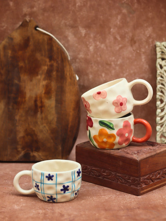 Set of 3 - Charming Bloom Mugs made by ceramic