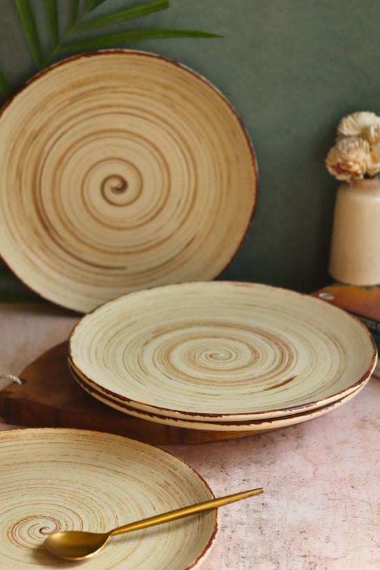 Set of 4 - Brown & White Dinner Plate made by ceramic
