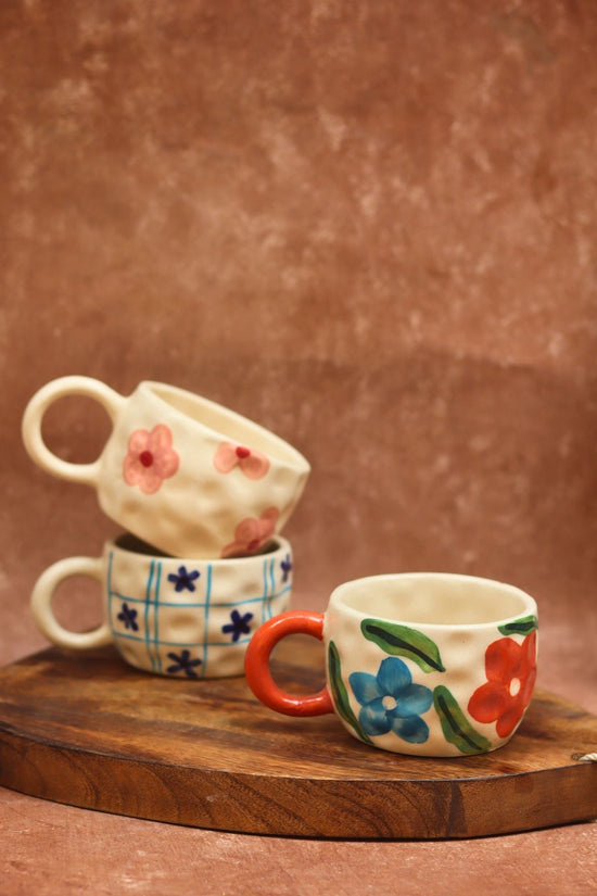 Set of 3 - Charming Bloom Mugs handmade in India