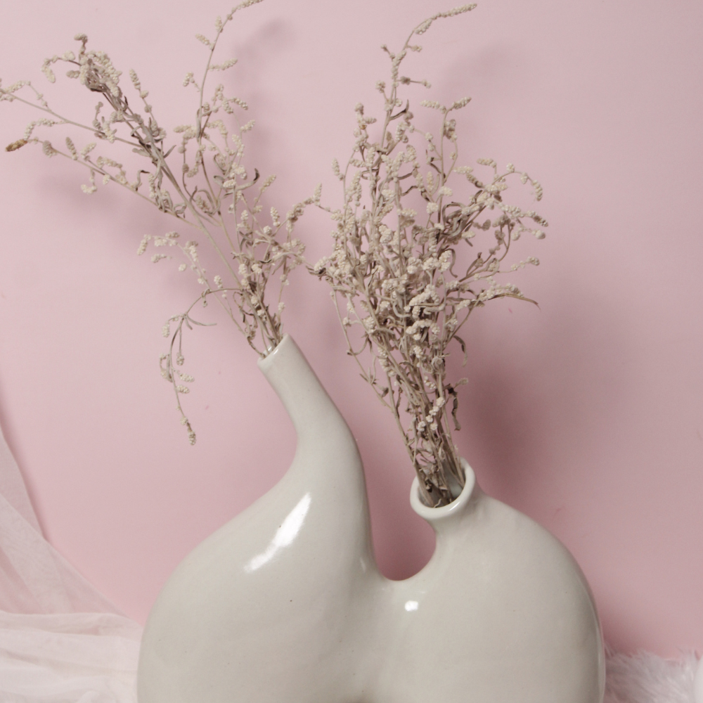 Twin Vase White Color