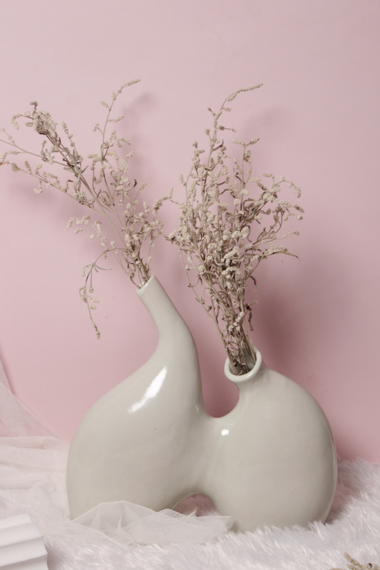 Twin Vase White Color