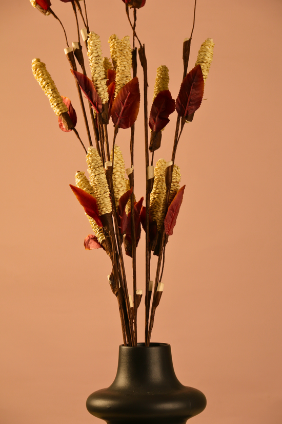 Dried flower bunch with vase