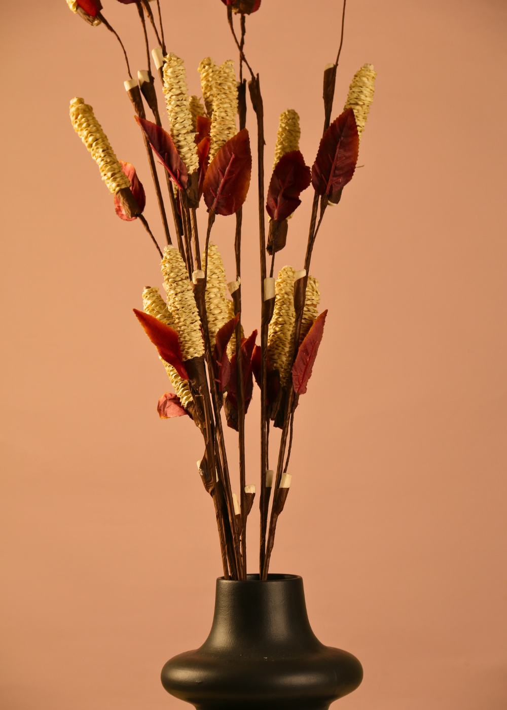 Dried flower bunch with vase
