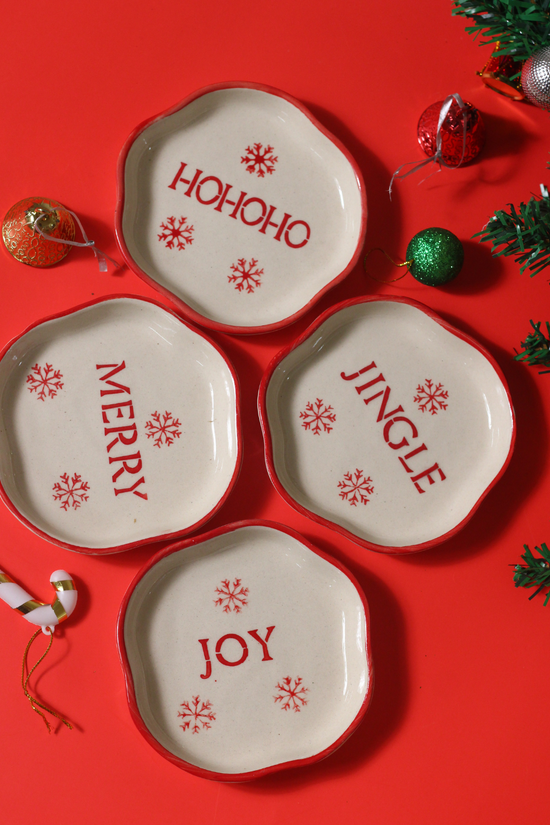 handmade christmas dessert plate made by ceramic