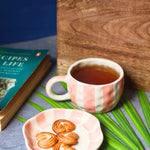 Striped  Heart Mug & Handmade Dessert Plate with premium quality material