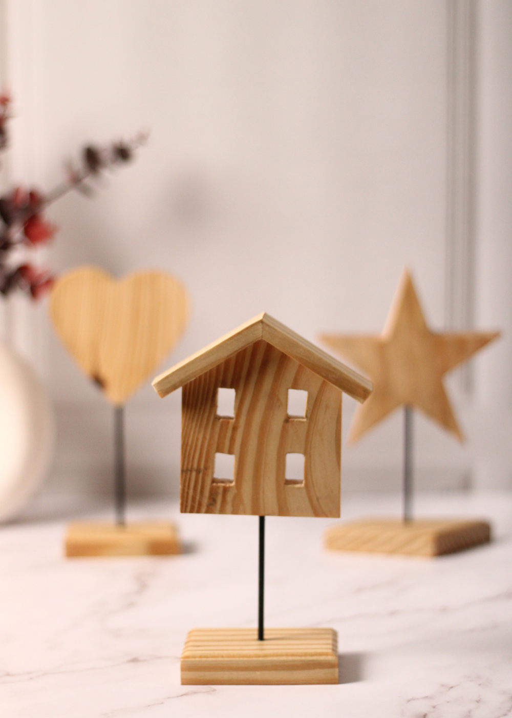 handmade wooden hut stand 