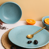handmade dinner plate & curry bowl with golden spoon