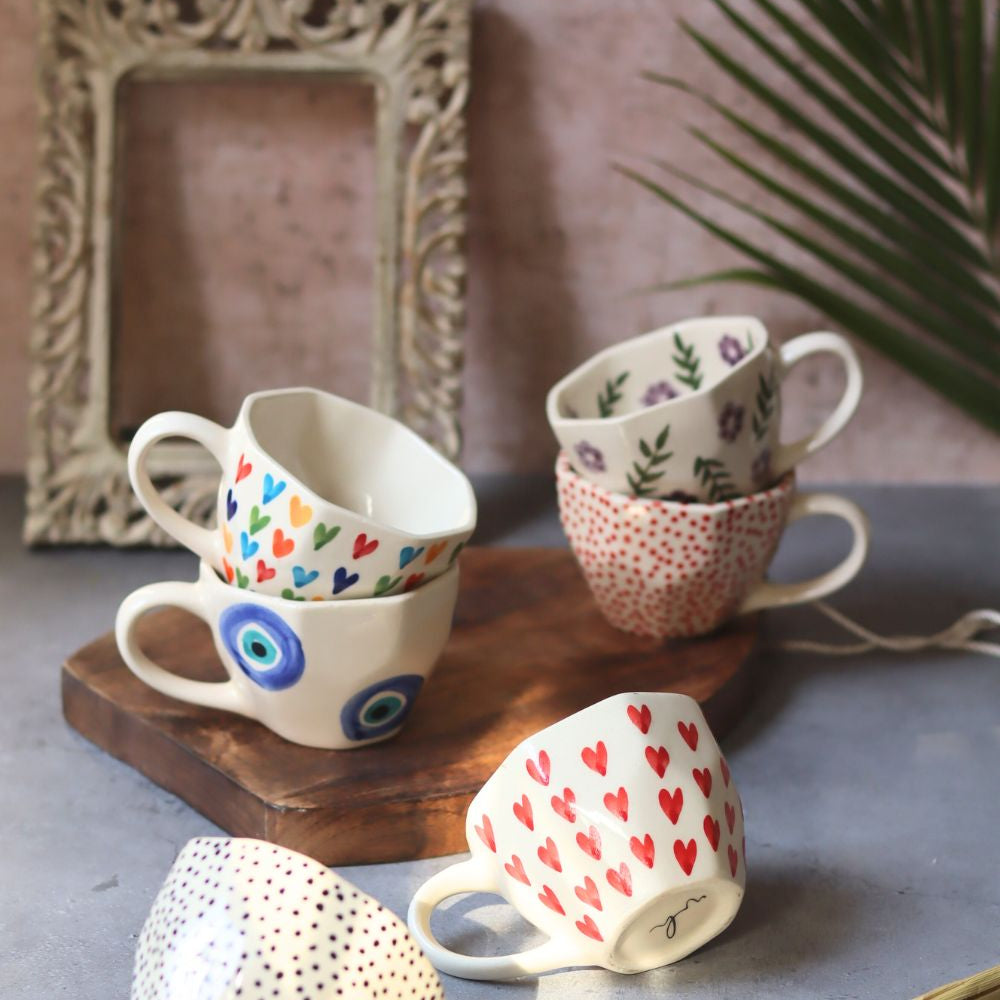 Handmade Set of 6 Handpainted Mugs (for the price of 5)