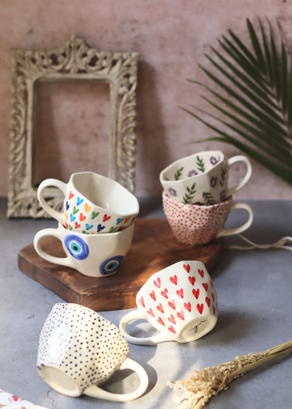 Handmade Set of 6 Handpainted Mugs (for the price of 5)