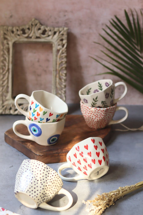 Handmade Set of 6 Handpainted Mugs (for the price of 5)