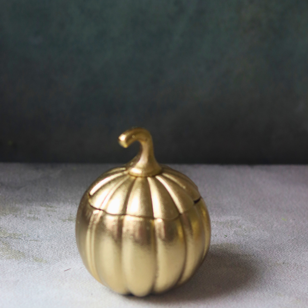 Brass pumpkin jar with lid handmade 