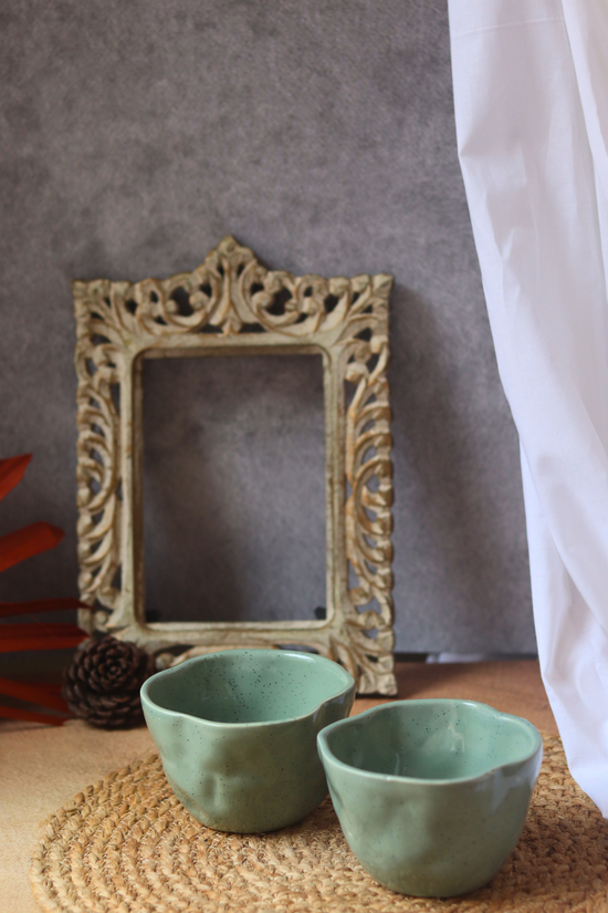 Sage green wavy bowls 