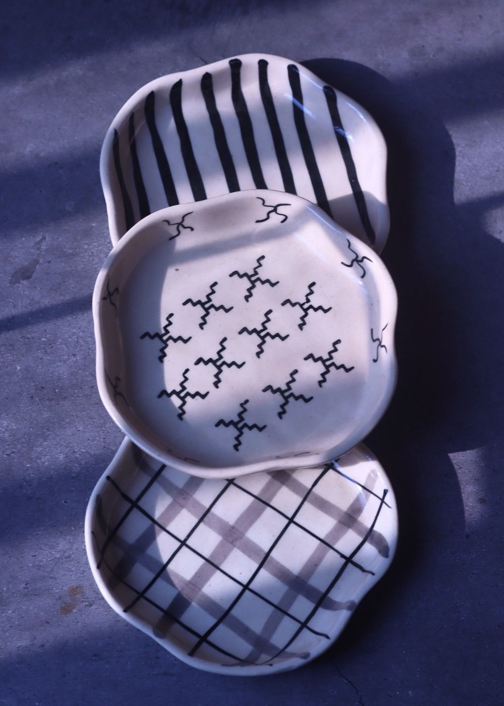 Checks, Zebra & Crosses Handmade Dessert Plate handmade in india