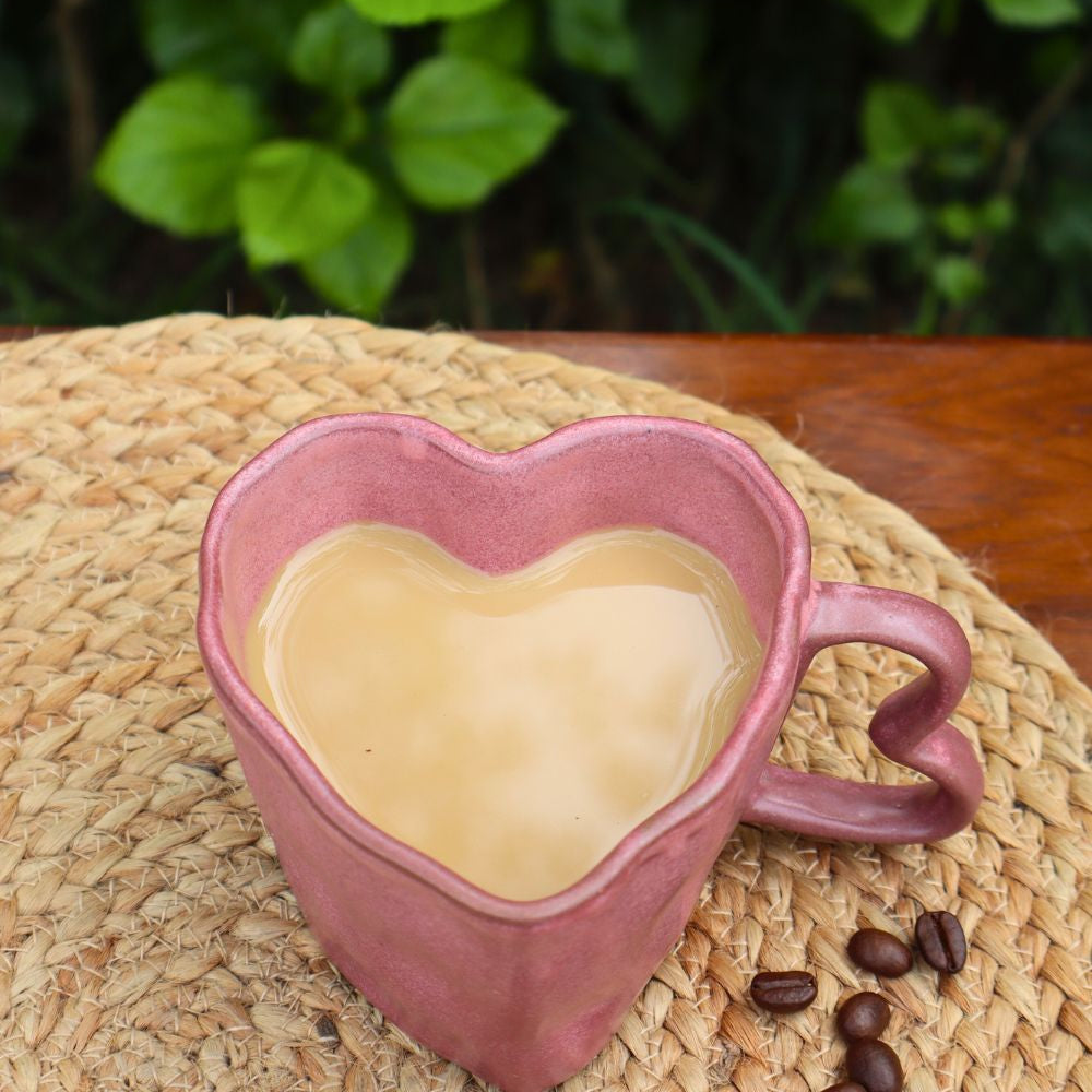 Handmade dusty pink heart mug