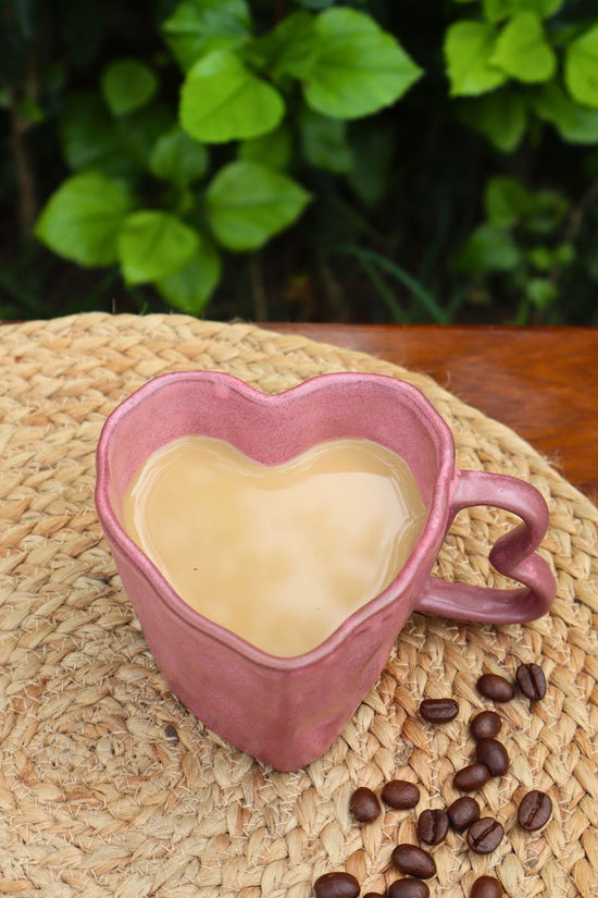 Handmade dusty pink heart mug