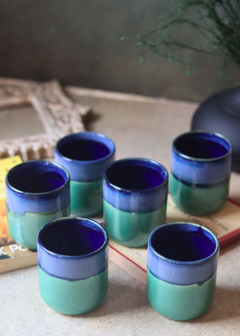 Blue & green ceramic drinkware kulhads 