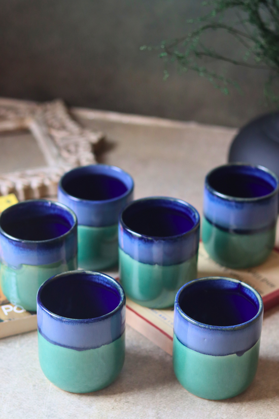 Blue & green ceramic drinkware kulhads 