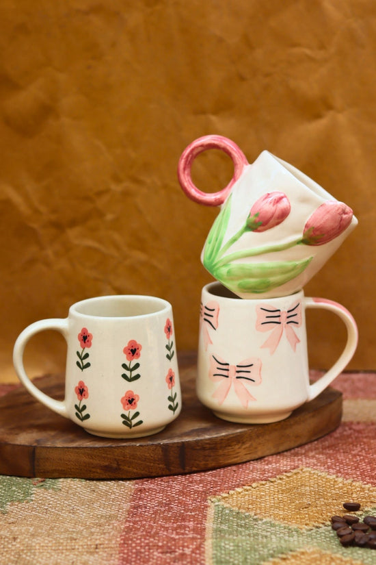 Handmade Set of 3 - Floral Brew Mugs combo