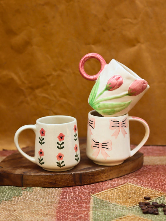 Handmade Set of 3 - Floral Brew Mugs combo