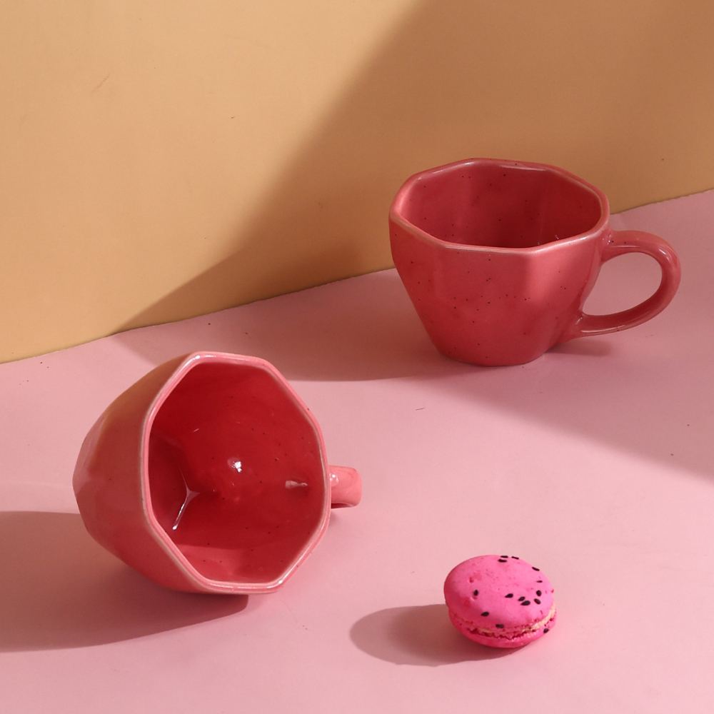 Salmon Pink Mugs Handmade Ceramic 