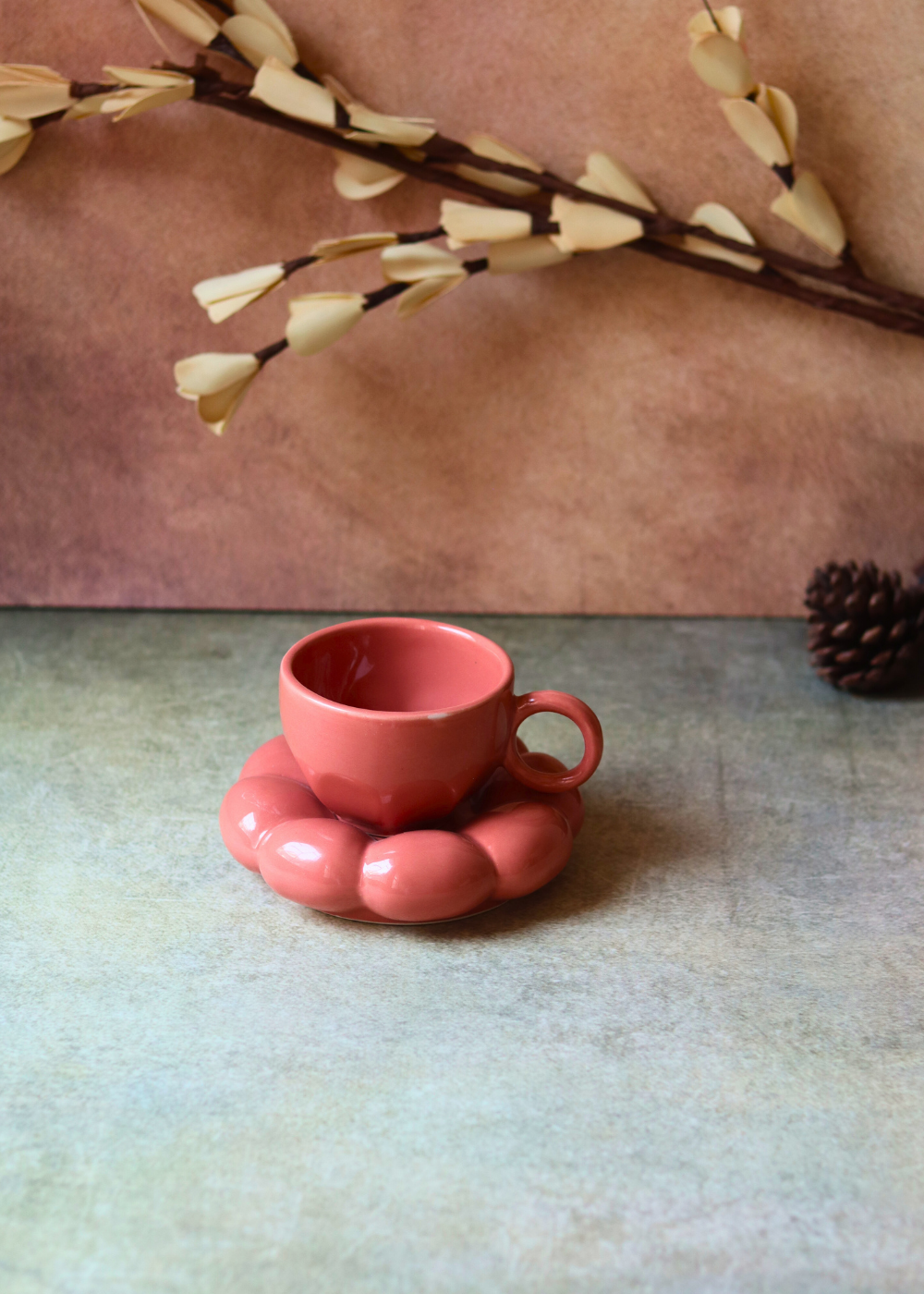 Rust Sunflower Cup & Saucer