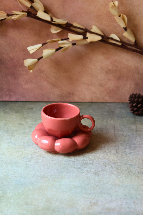 Rust Sunflower Cup & Saucer