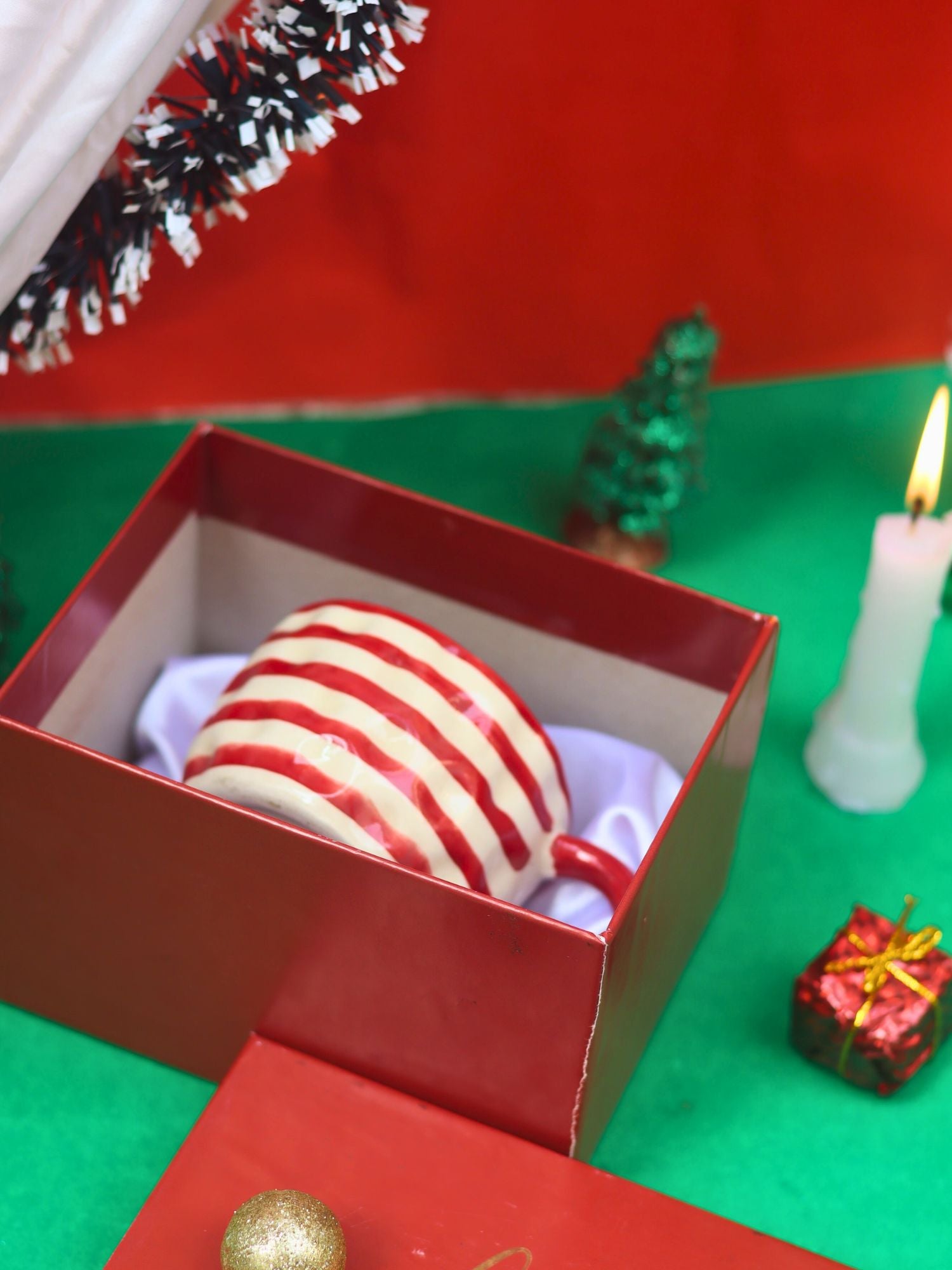 Red Lined Mug in a Gift Box handmade in India