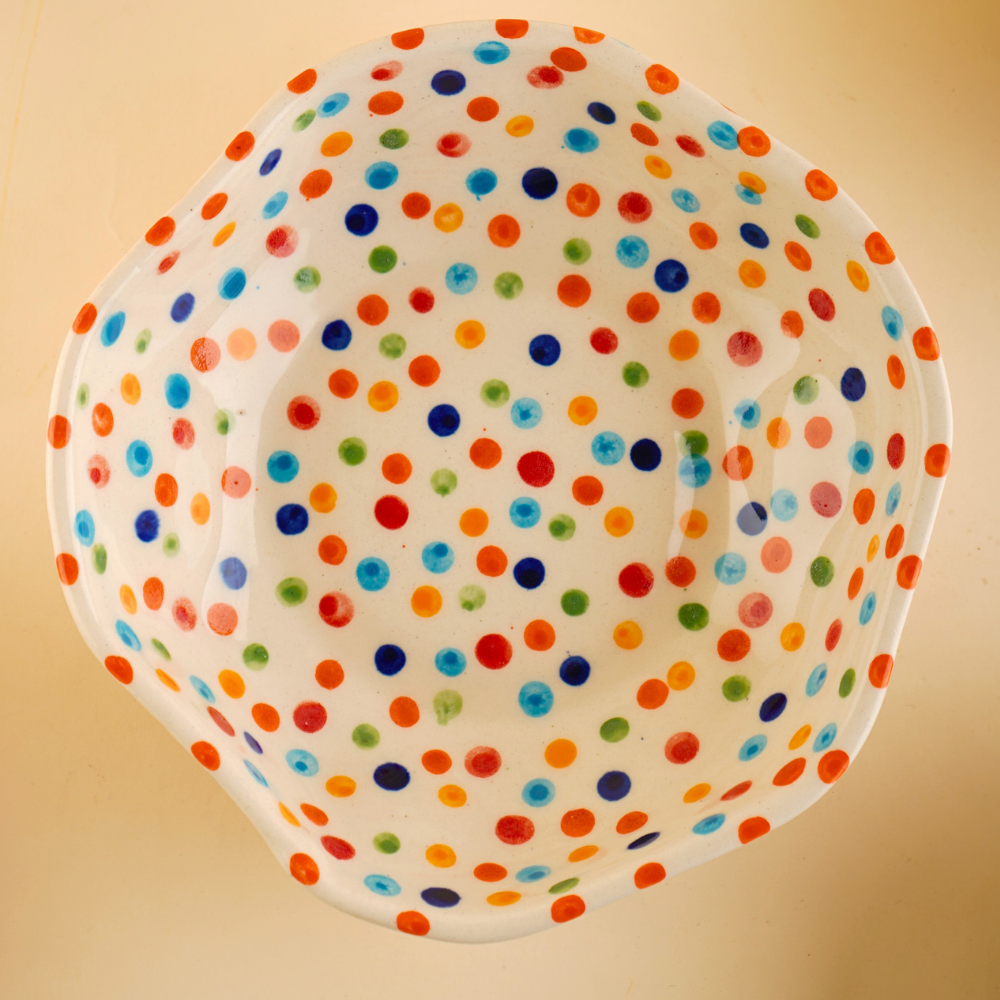 Handmade ceramic polka bowl