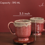 Magenta ceramic coffee mug length and breadth 