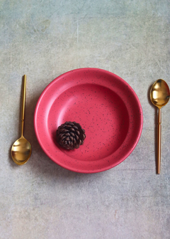 Ceramic pasta plate with cutlery