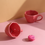 handmade pink salmon pink mug with glossy pink color