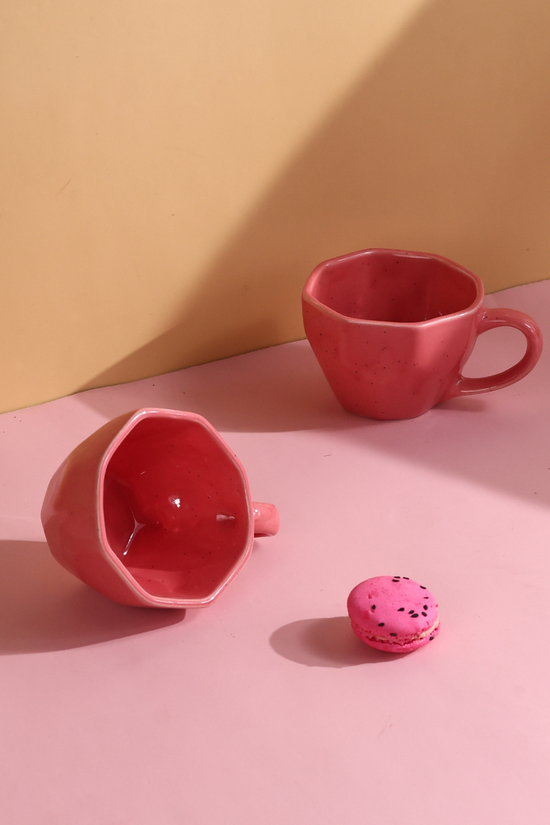handmade pink salmon pink mug with glossy pink color