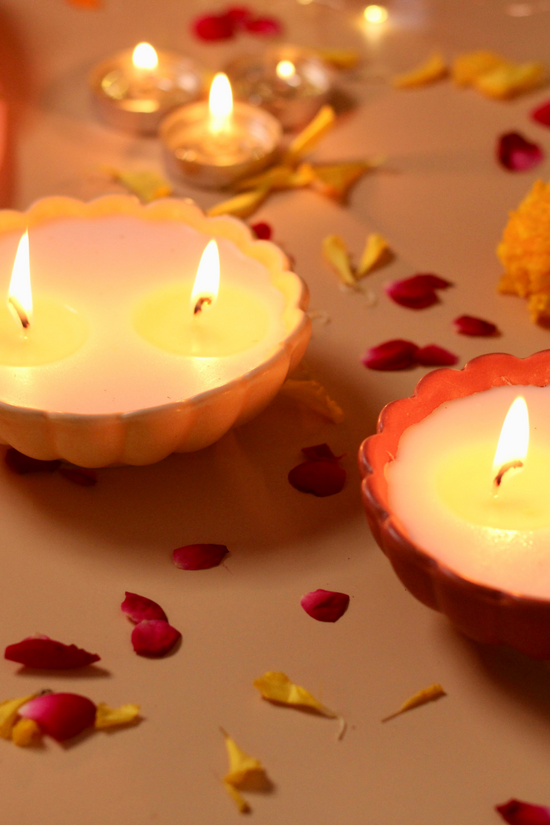 rose & marigold candles set of two, combo