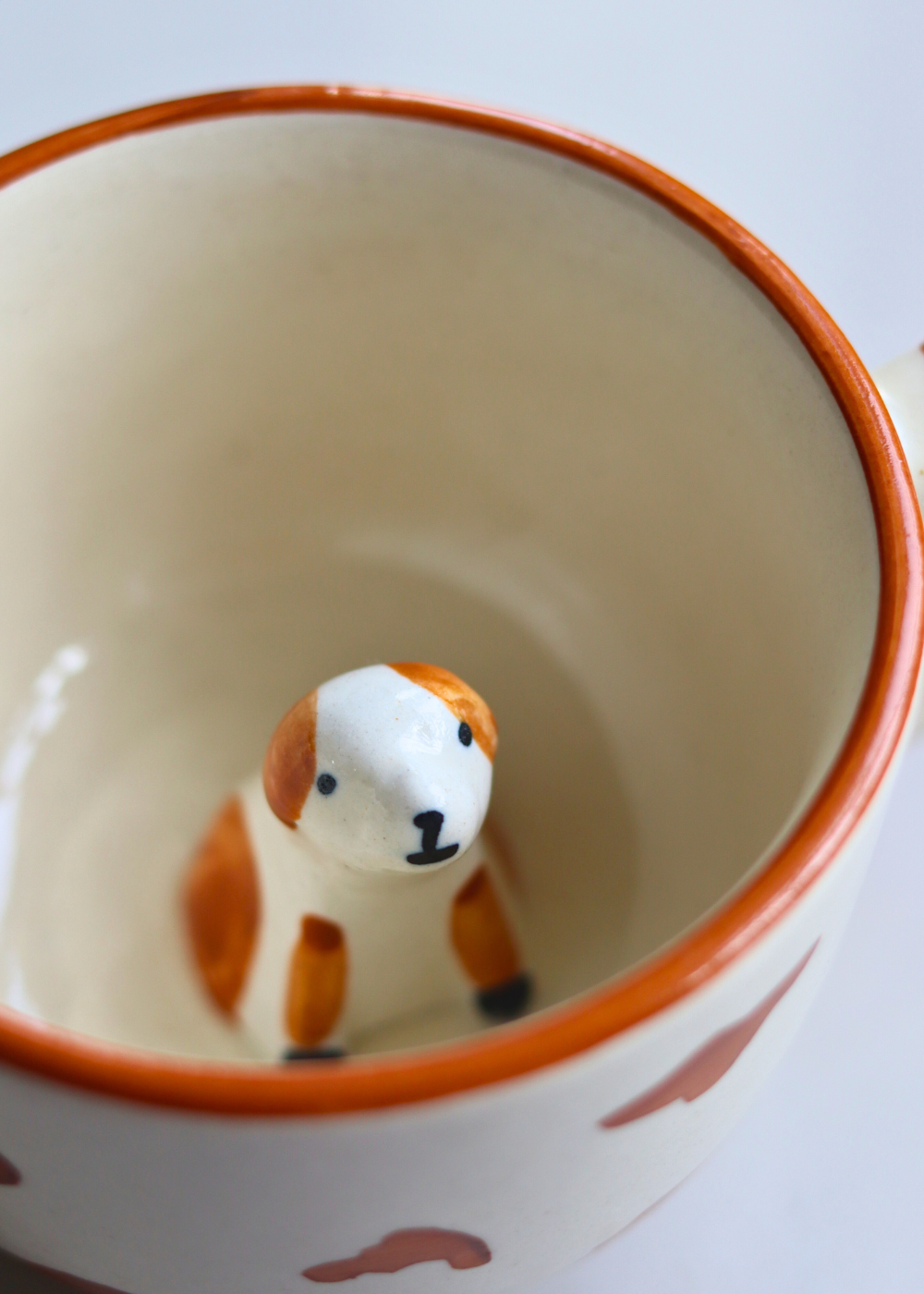 Ceramic dog mug top shot