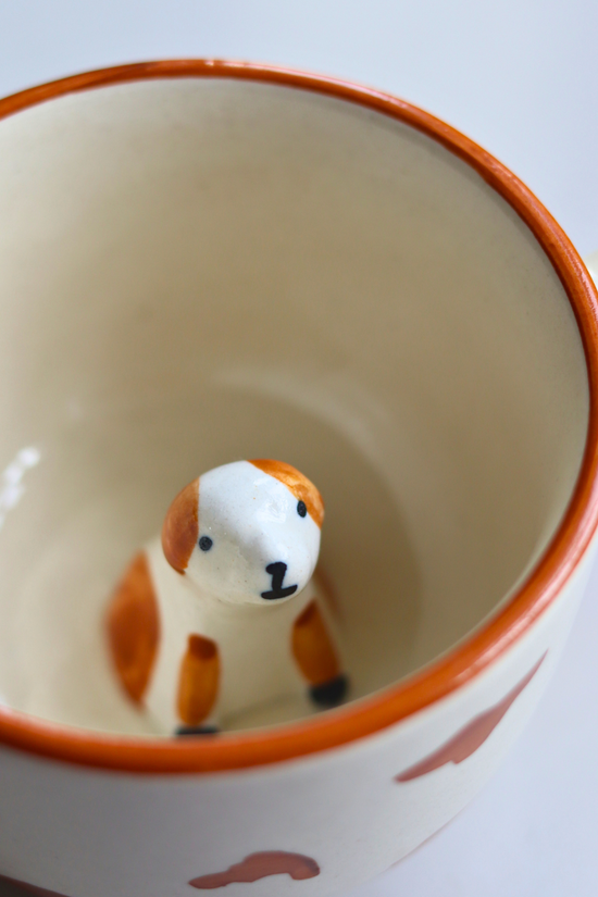 Ceramic dog mug top shot
