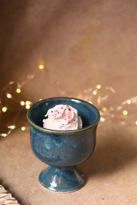 metallic blue ice cream goblet made by ceramic 