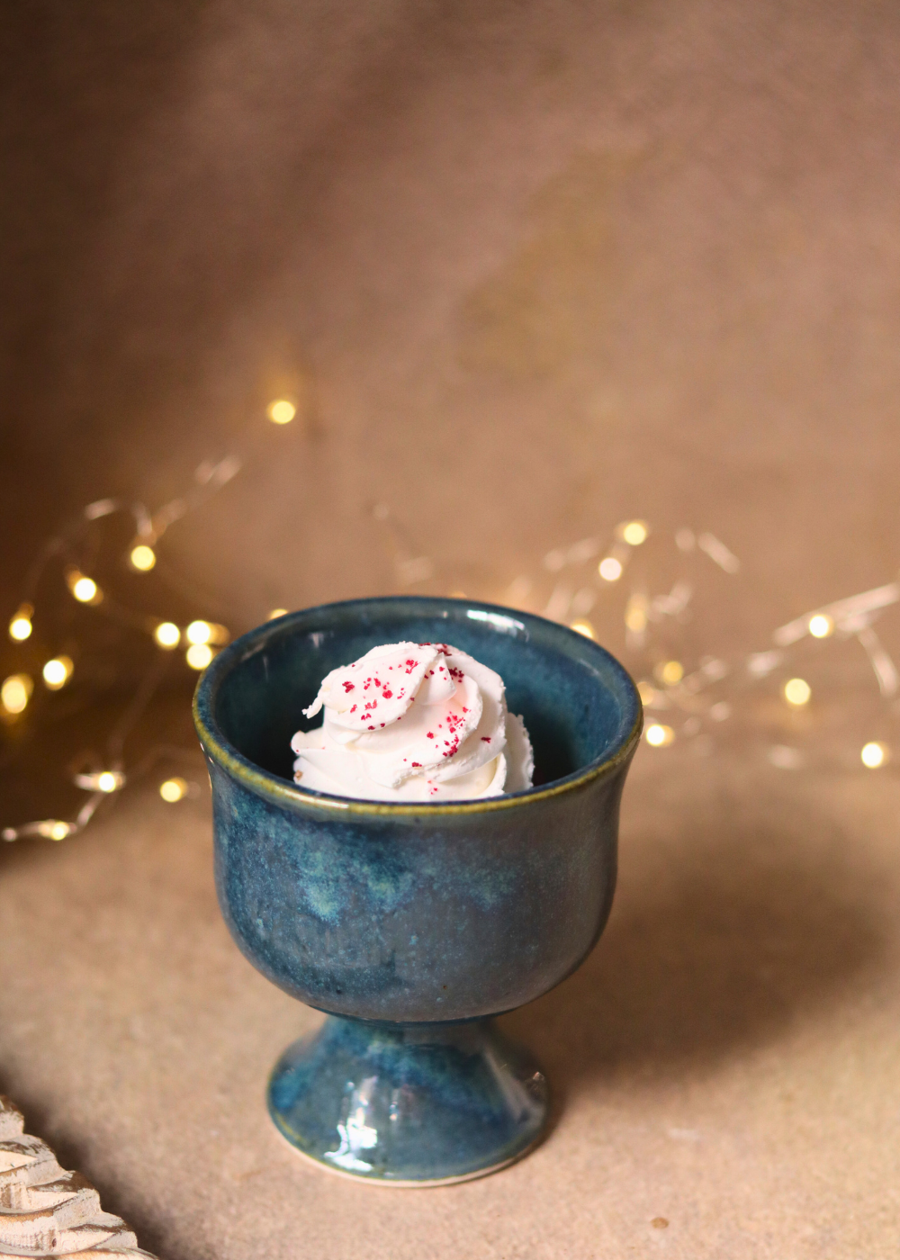 metallic blue ice cream goblet made by ceramic 