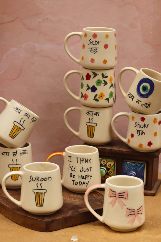 Set of 10 Message Mugs ciombo (for the price of 7) handmade in India