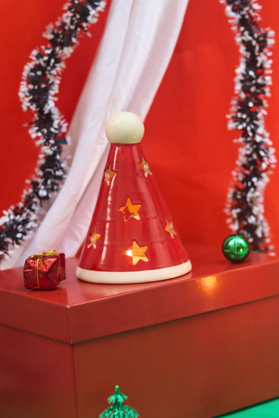 Santa's Cap tea light Diffuser in a Gift Box handmade in India