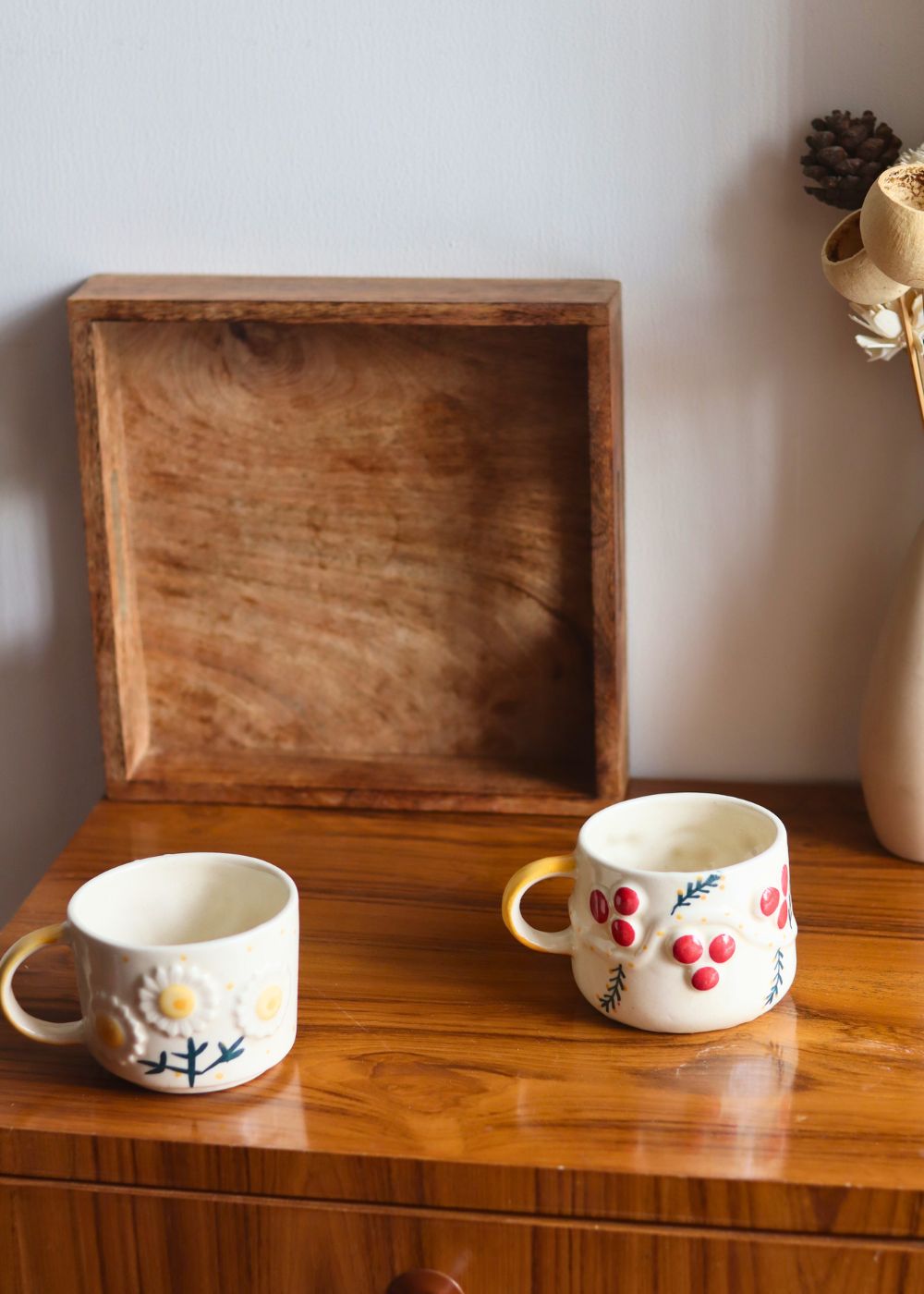 sunflower & cherry Mugs set of 2 combo