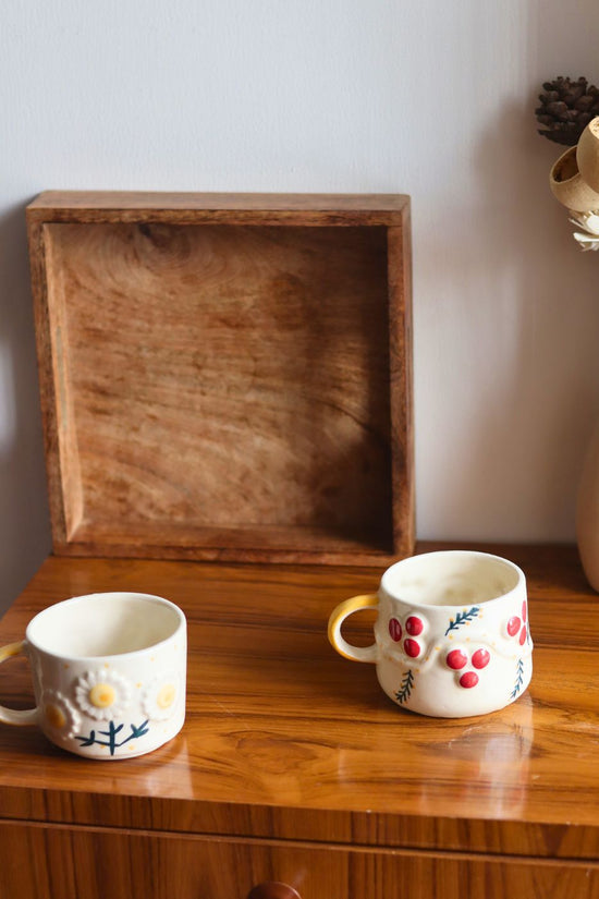 sunflower & cherry Mugs set of 2 combo