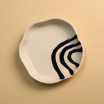 handmade semi circle abstract ceramic dessert plate 