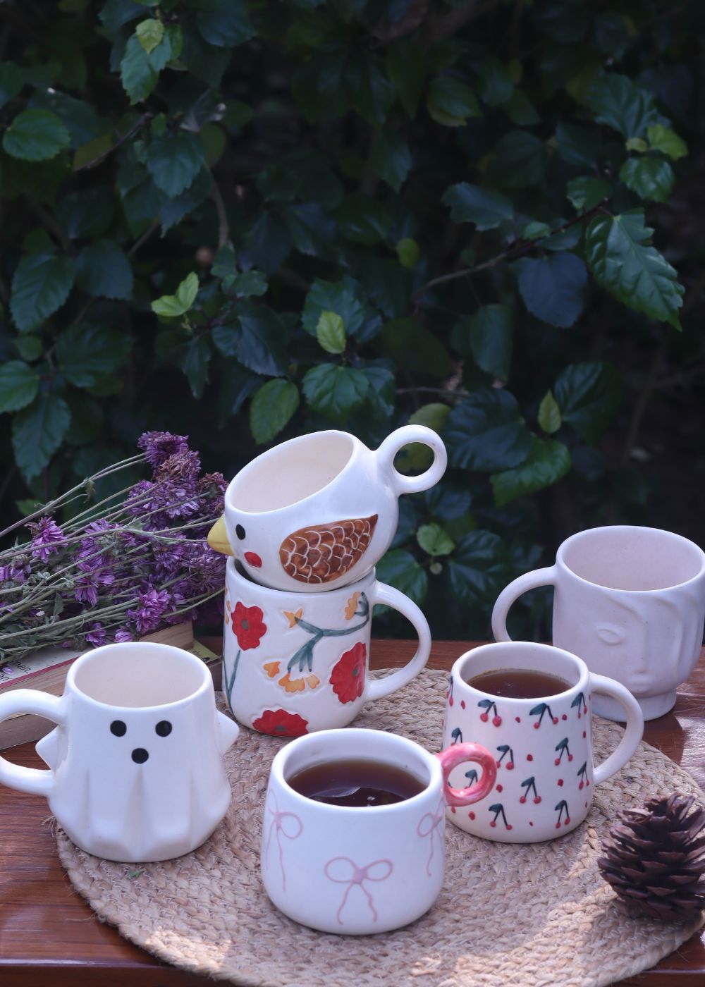 Set of 6 Bloom & Grow Mugs Combo ( for the price of 5) handmade in india