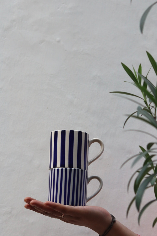thick & Thin stripes tea cup set of two