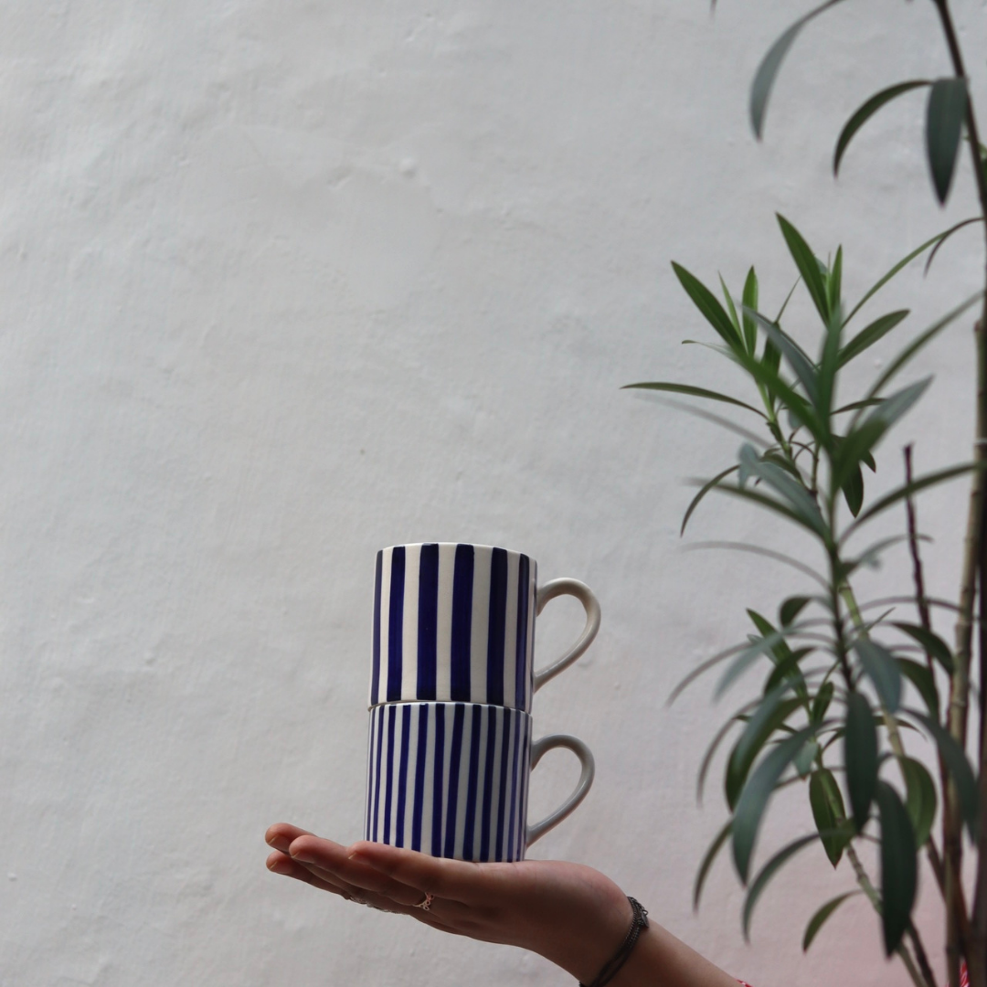 thick & Thin stripes tea cup set of two