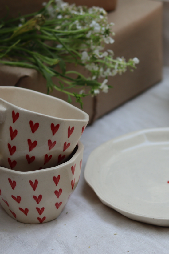 Heart Mug & Heart Plate set 