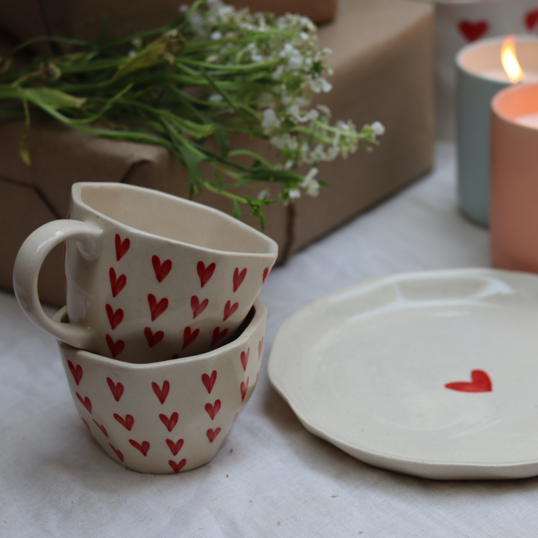 Heart Mug & Heart Plate set 